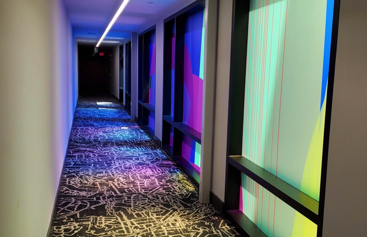 Illuminated digital painting on translucent film – Installed on glass, 2020