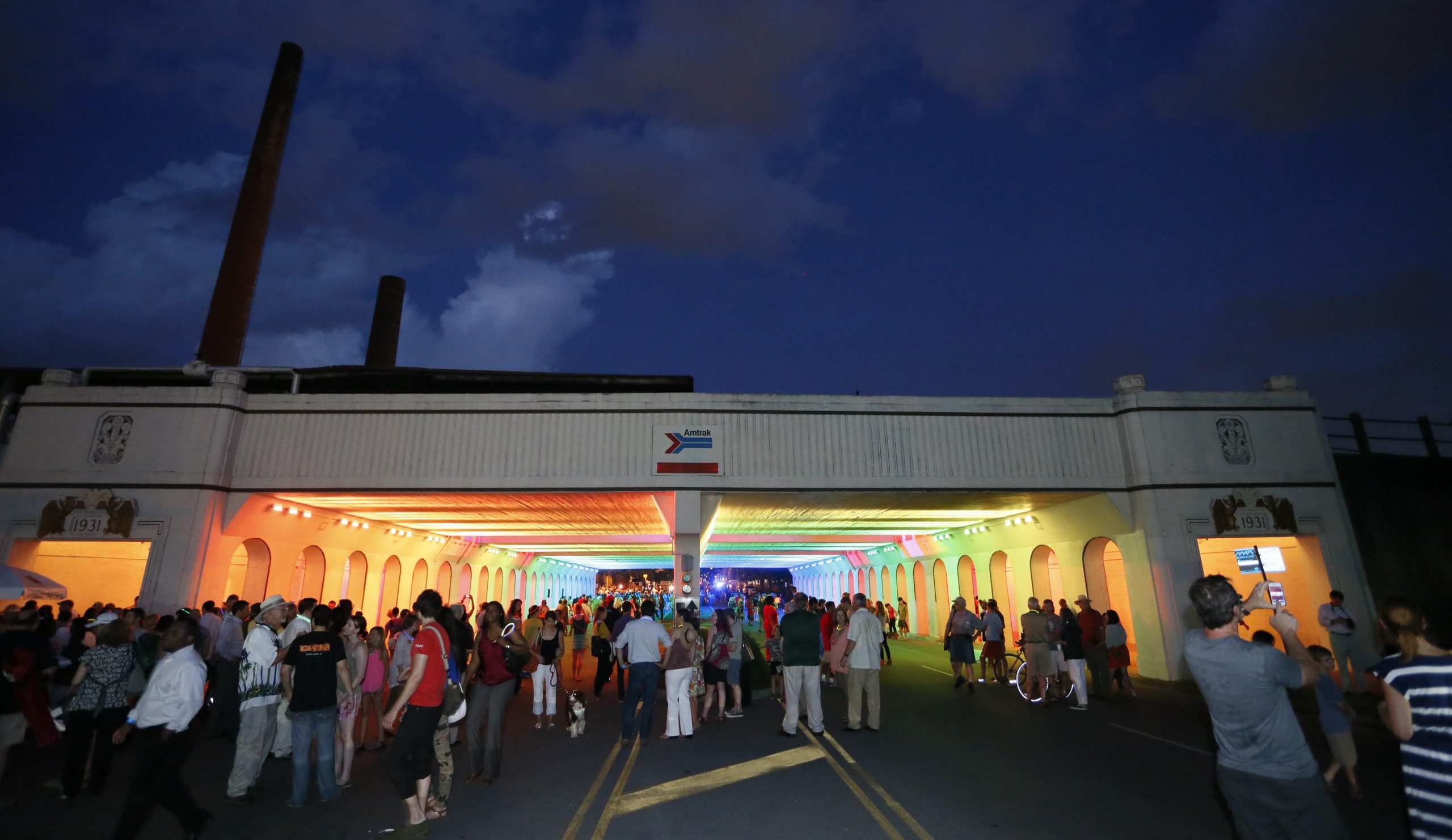 The 18th street underpass was lit with colorful lights with help from the Community Foundation Birmingham Thursday June 27,  2013 in Birmingham, Ala. (Photo/Hal Yeager)