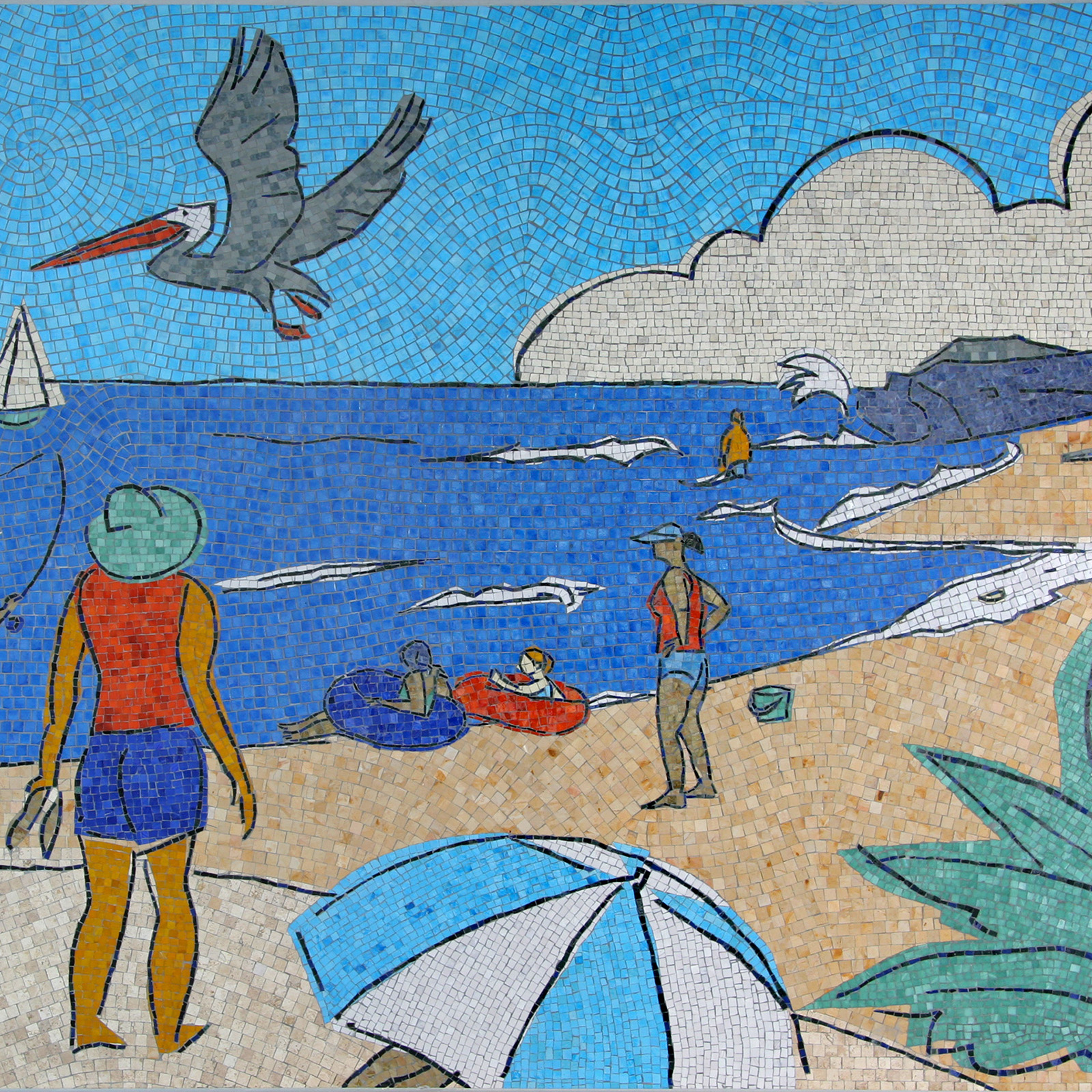 A Day at the Beach Mosaic Mural