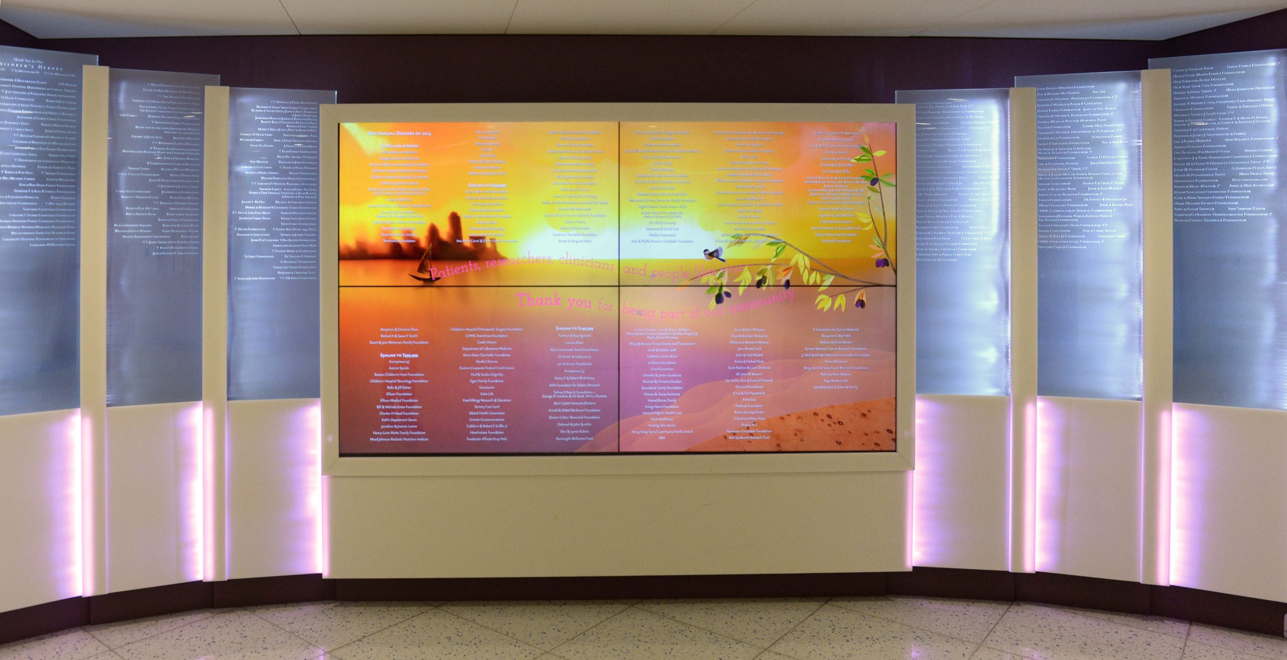 Boston Children’s Hospital Interactive Digital and Crystal Donor Wall