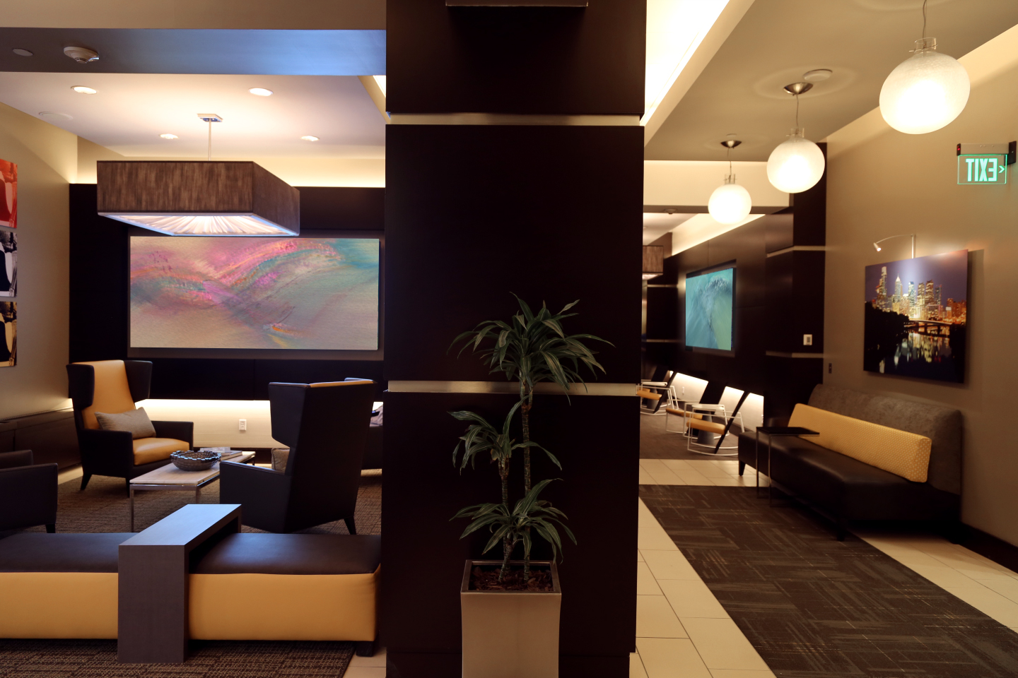 Apartment Building Lobby, video walls, Fine Art in motion