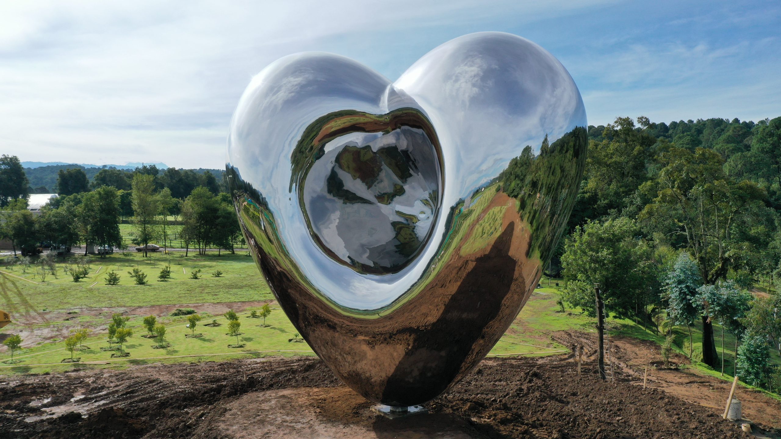 Contemporary Stainless Steel Love Me Sculpture