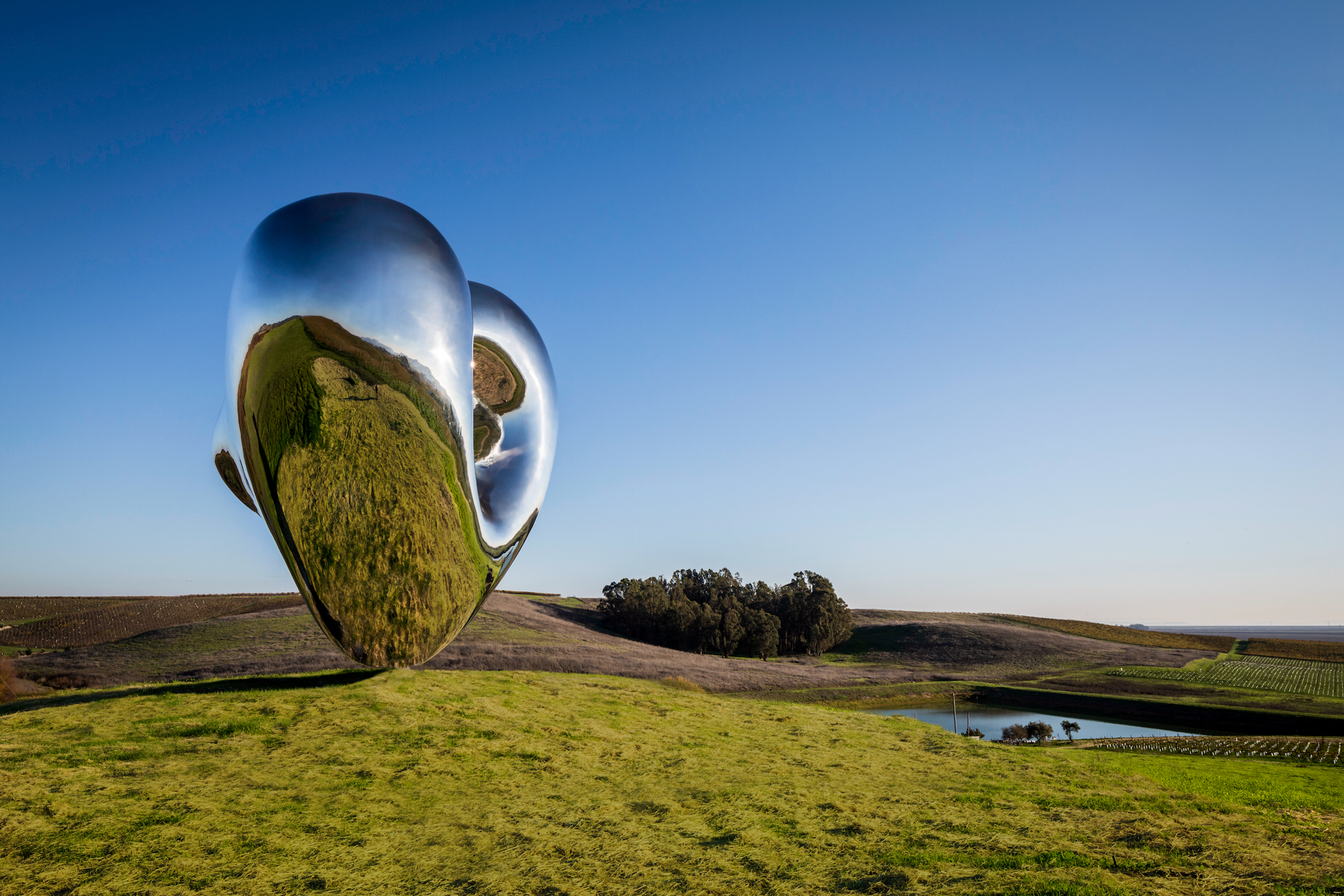 Love me heart sculpture  Sonoma, CA, USA , Richard Hudson Sculptor, British Artist, Stainless steel artwork