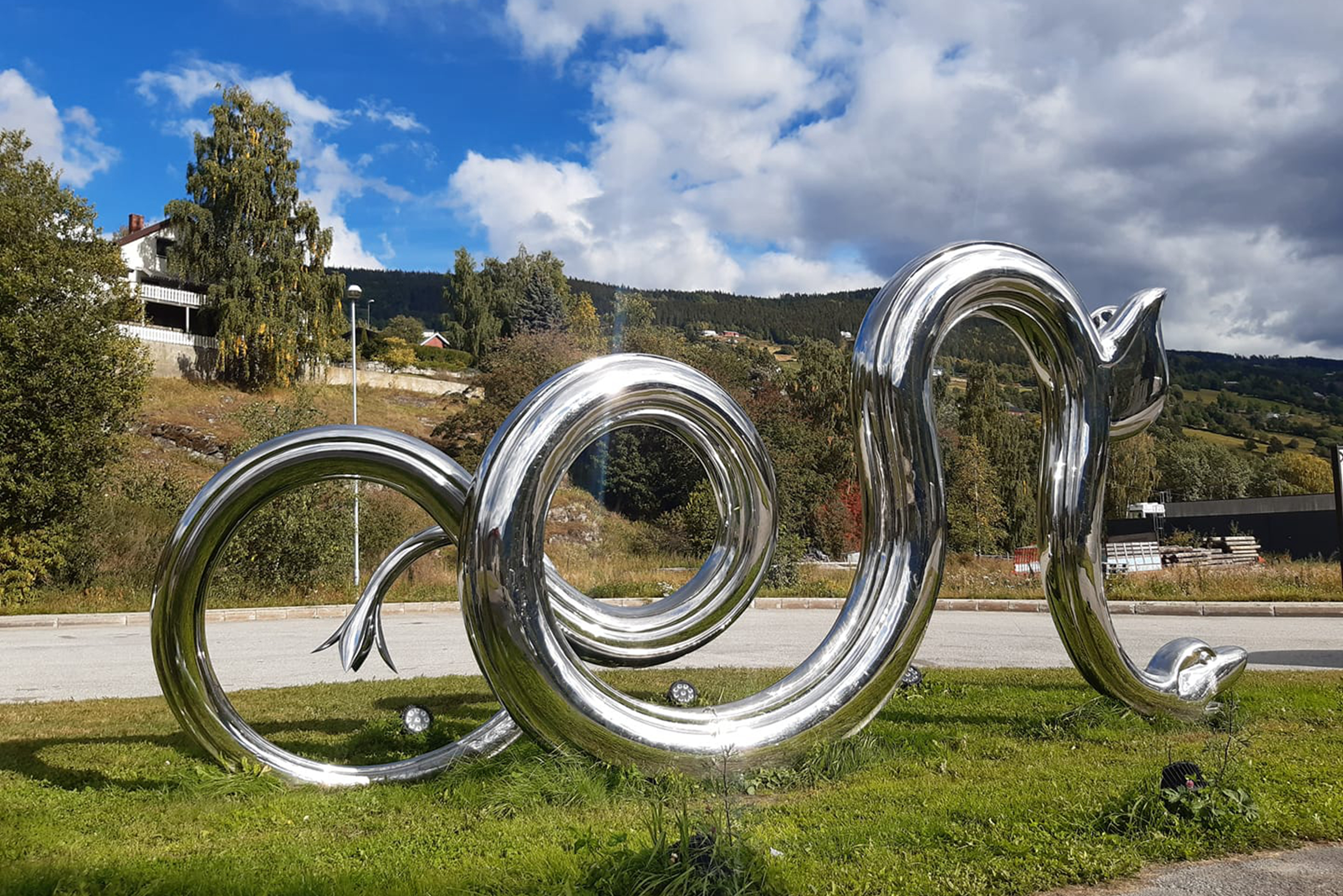 Mirror Polished Stainless Steel Snake Sculpture
