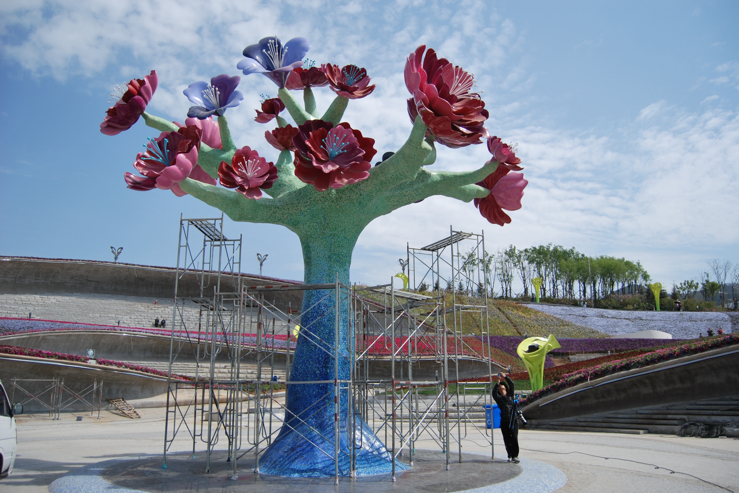 Painting Stainless Steel Urban Sculpture-Flower Tree
