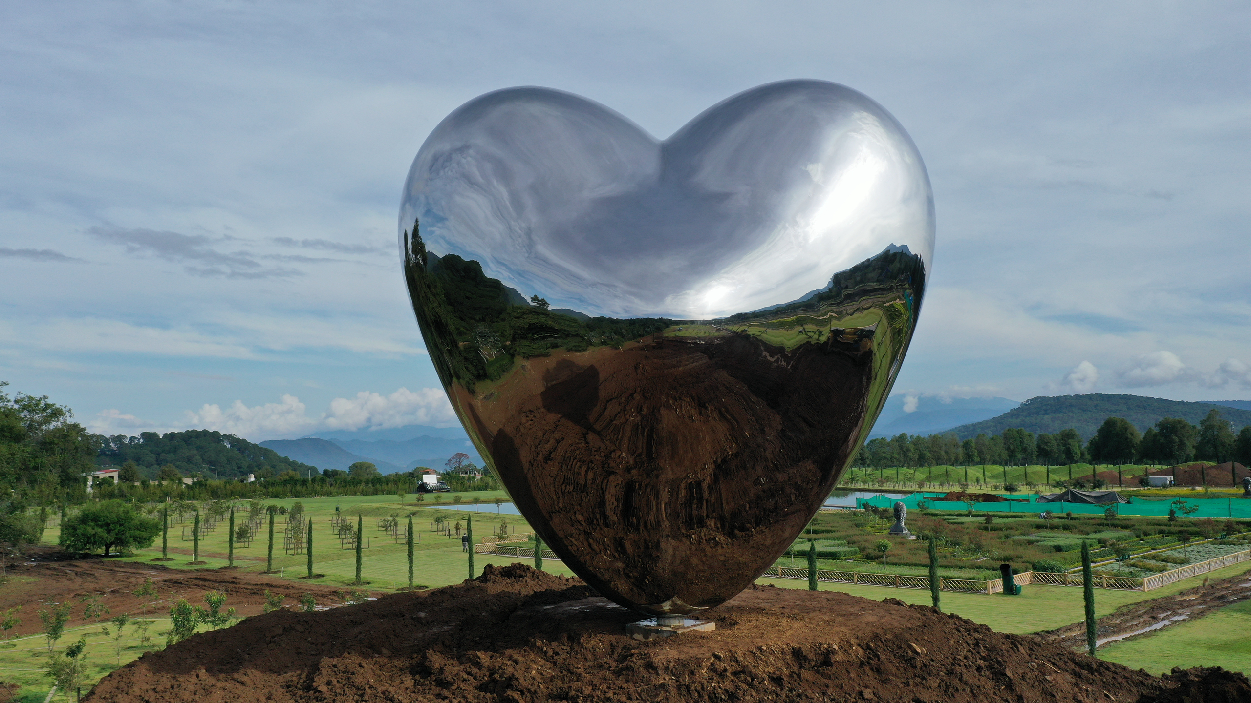 Contemporary Stainless Steel Love Me Sculpture