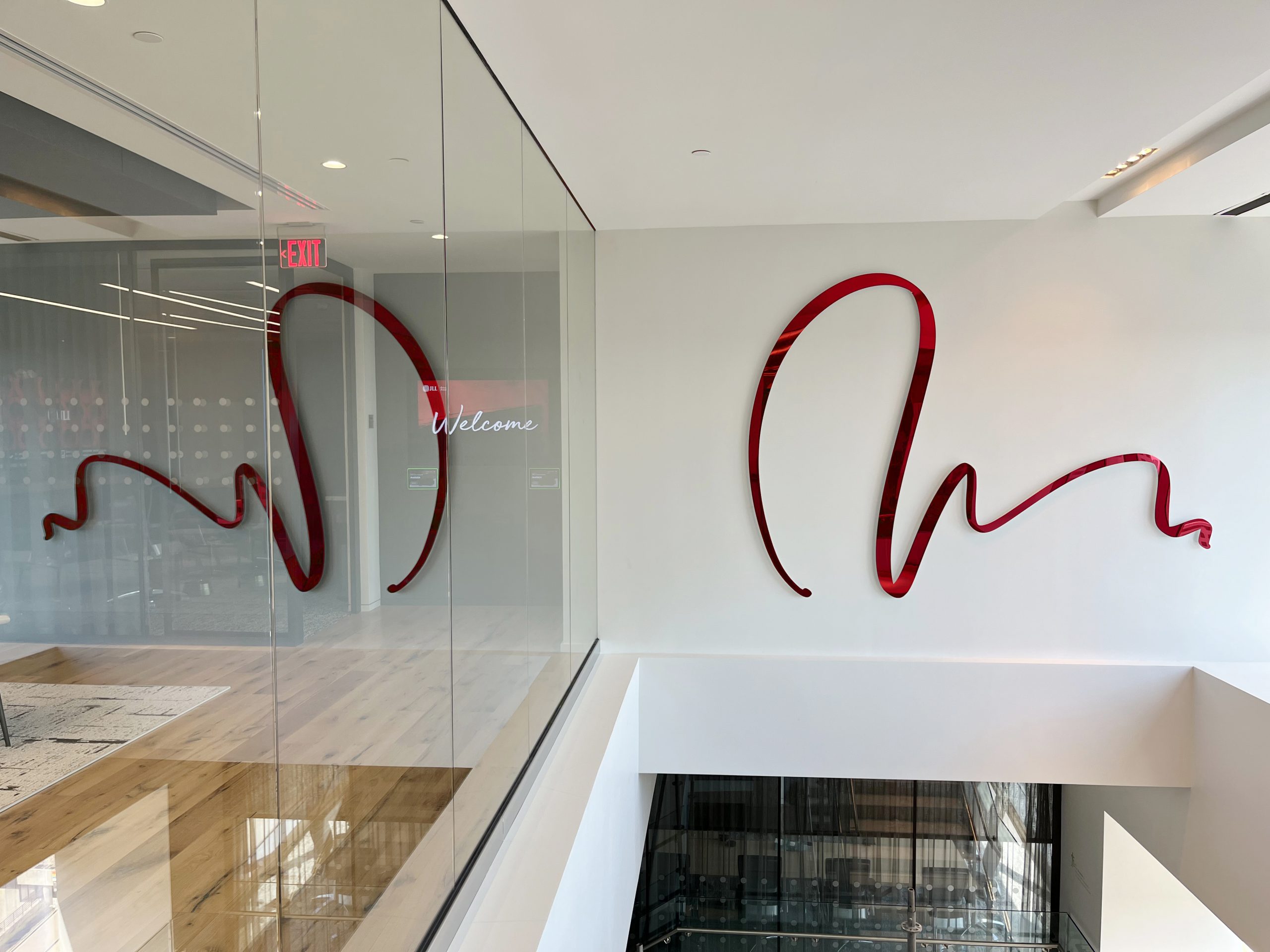 Large Mirrored Scribble Wall Sculpture (Red)