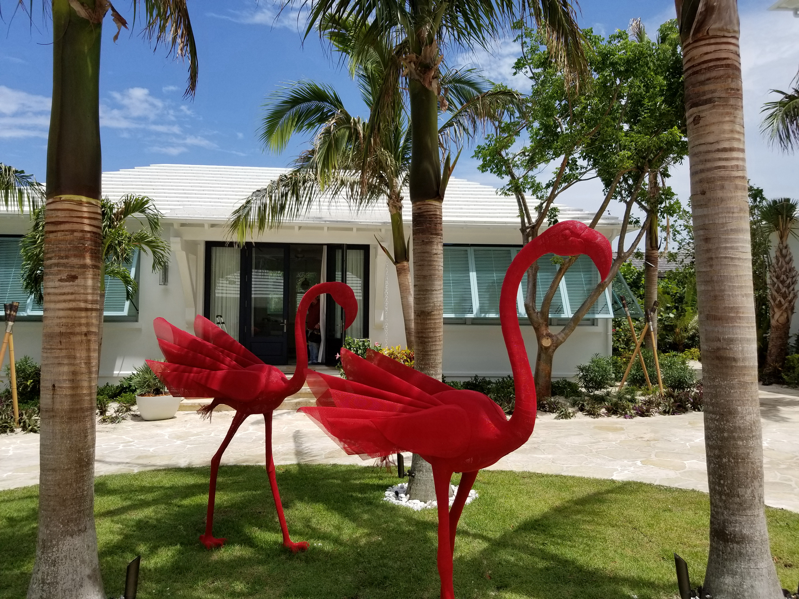 Painted Stainless Steel Mesh Sculptures-Red Flamingo