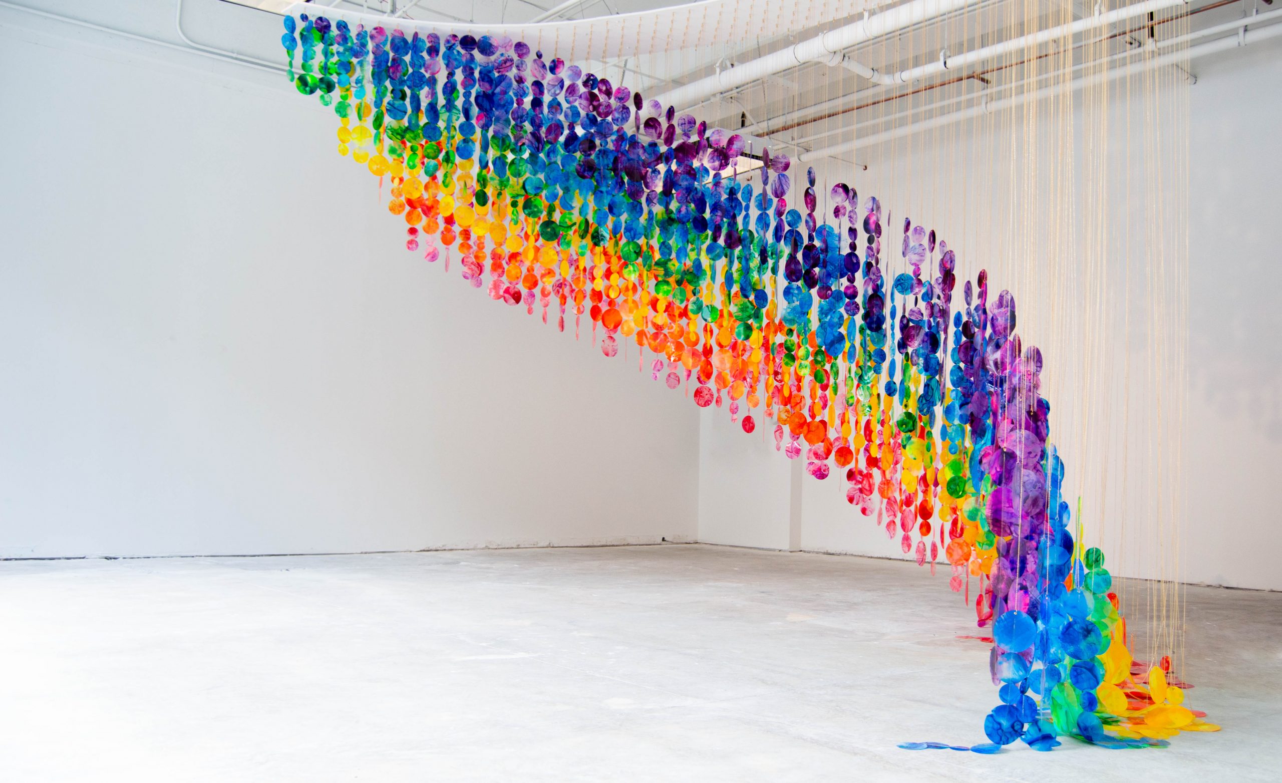 Ceiling Suspended Kinetic Rainbow Sculpture – “We Wondered If We Could Reach Its End”