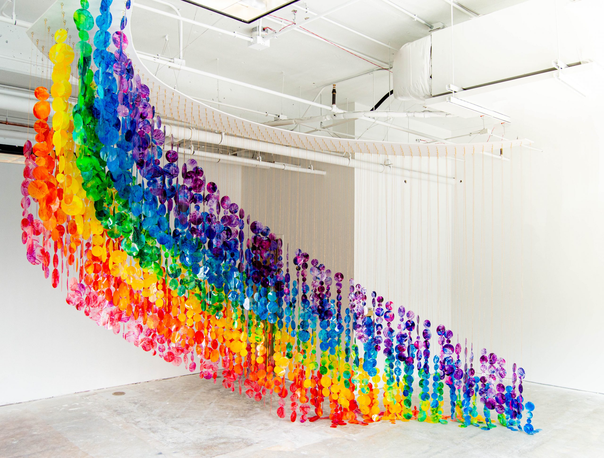 Ceiling Suspended Kinetic Rainbow Sculpture – “We Wondered If We Could Reach Its End”