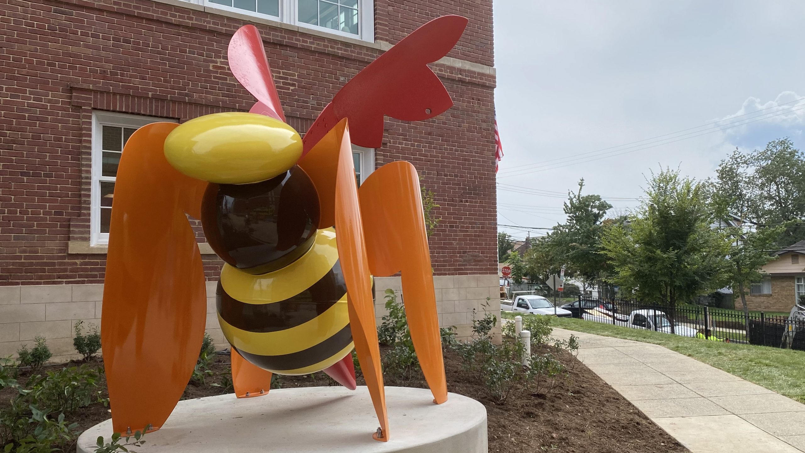 Hornet mascot sculpture