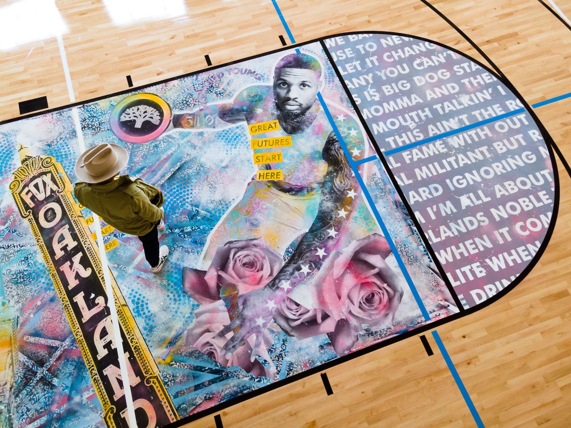 2K Foundations and Damian Lillard basketball court mural – Boys and Girls Club, Oakland
