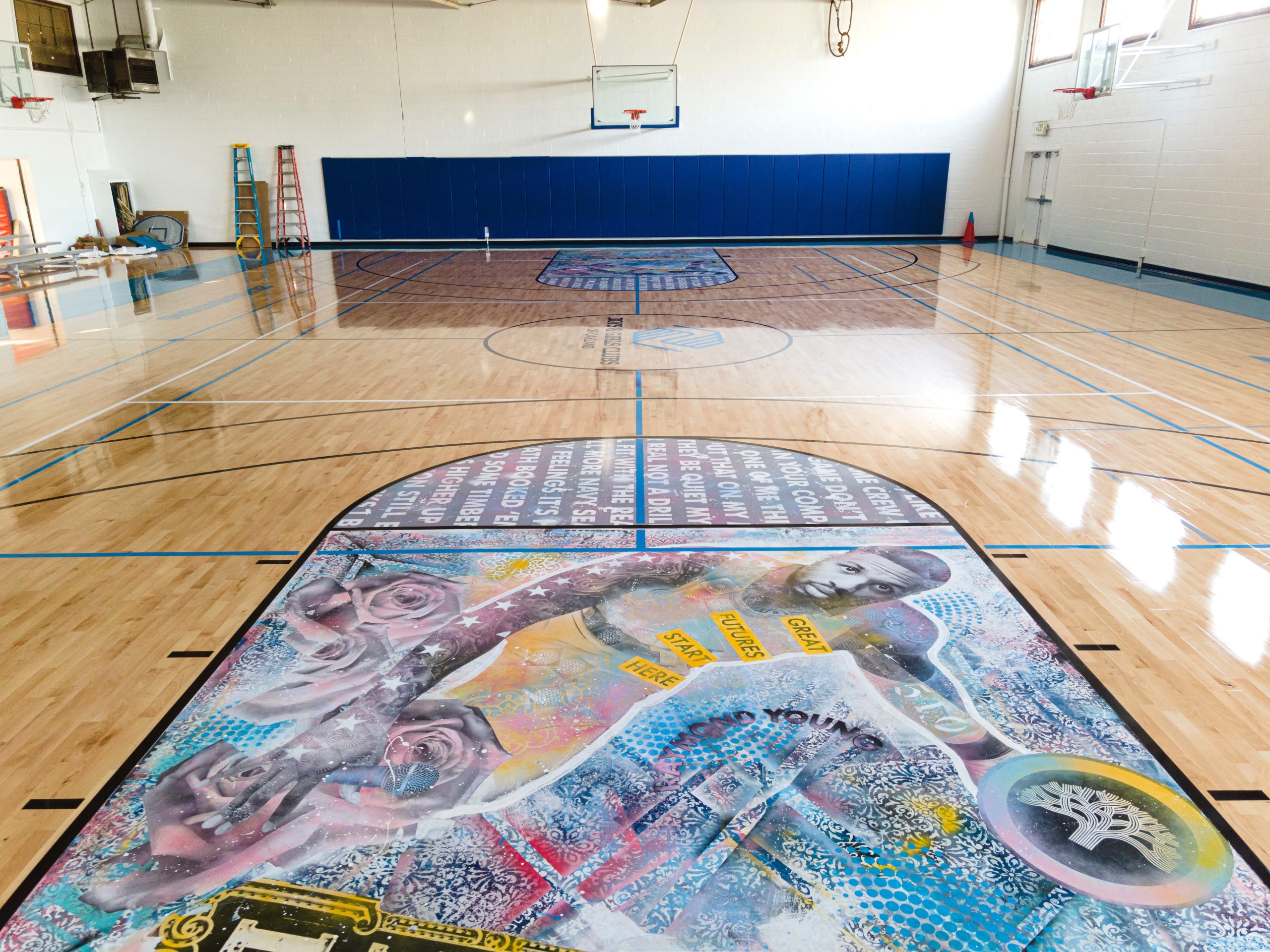 2K Foundations and Damian Lillard basketball court mural – Boys and Girls Club, Oakland
