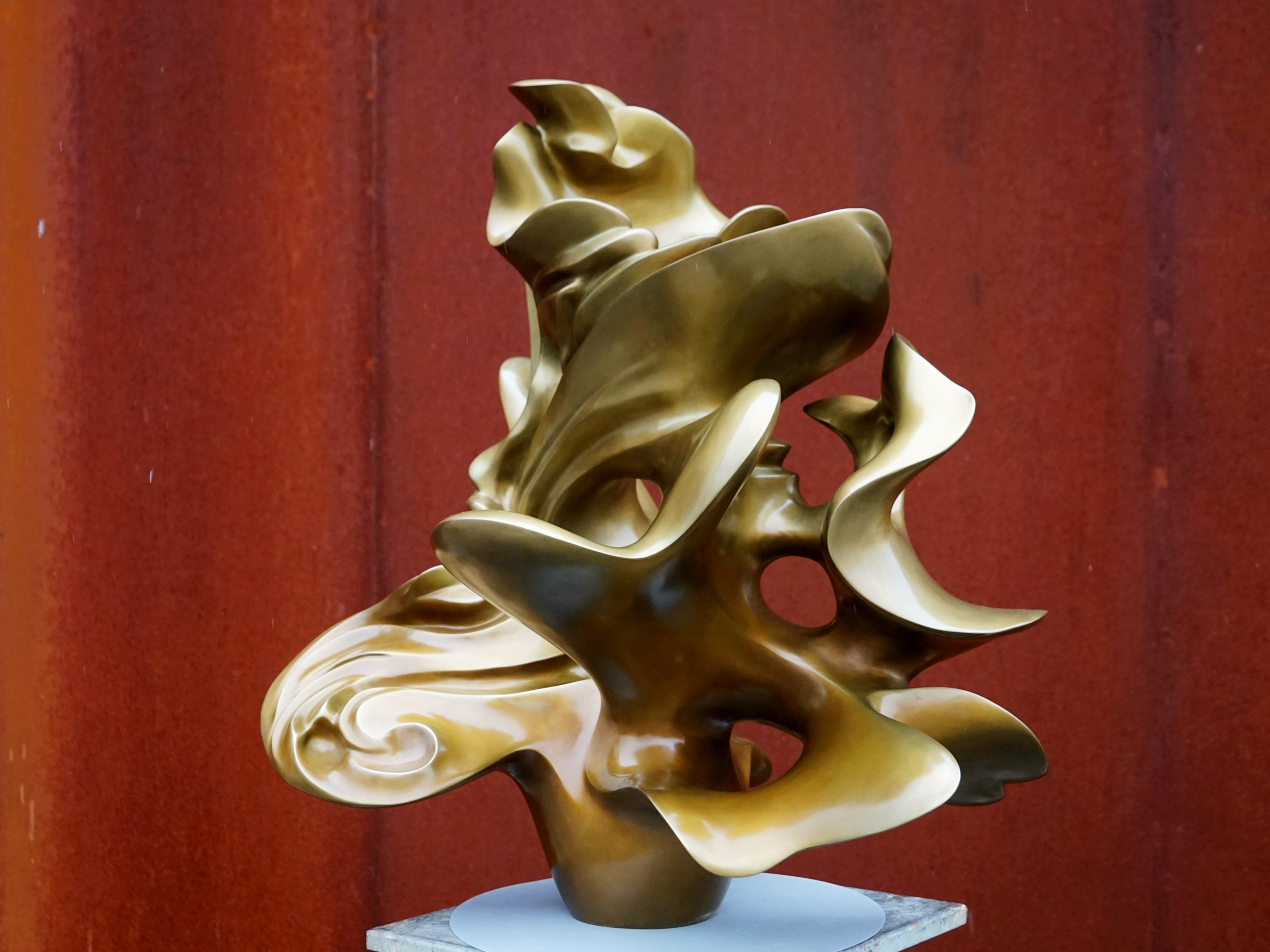Abstract Cast Bronze Sculpture-Sun Wheel