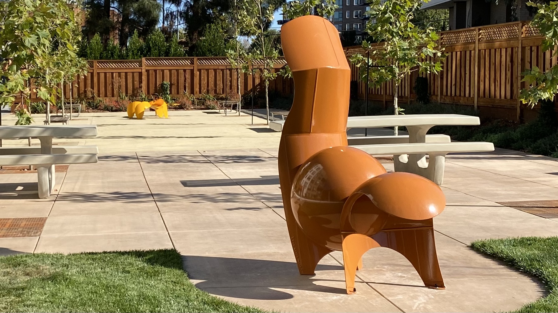 Squirrels and Lizard interactive sculptures
